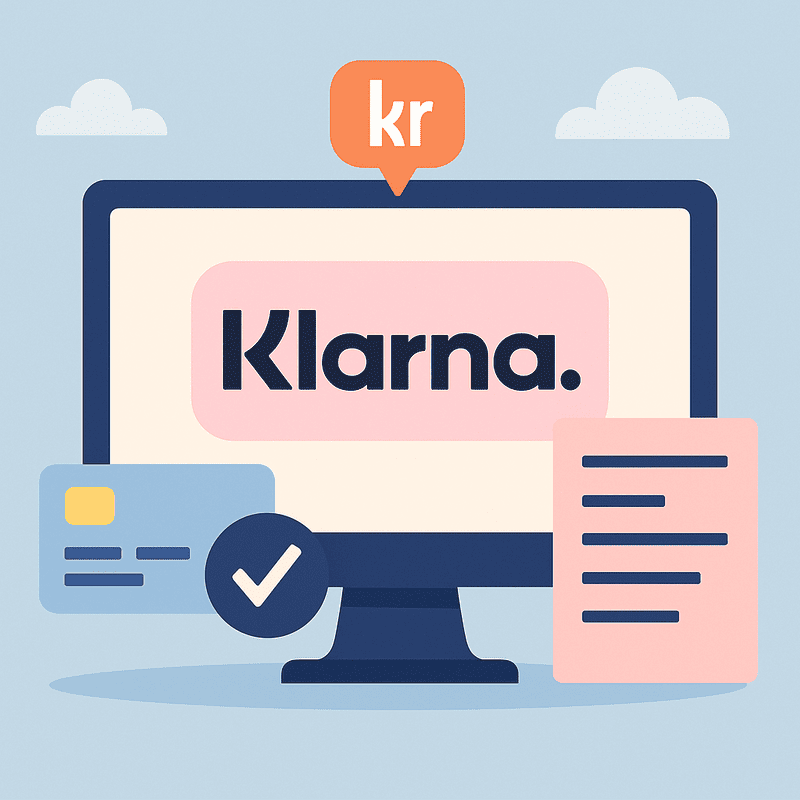 Klarna betalningsöversikt med skärm, kort och transaktioner