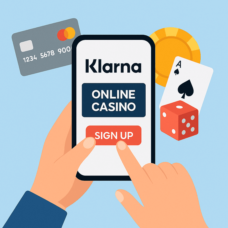 Spelare sätter in pengar via Klarna på ett online casino med mobiltelefon